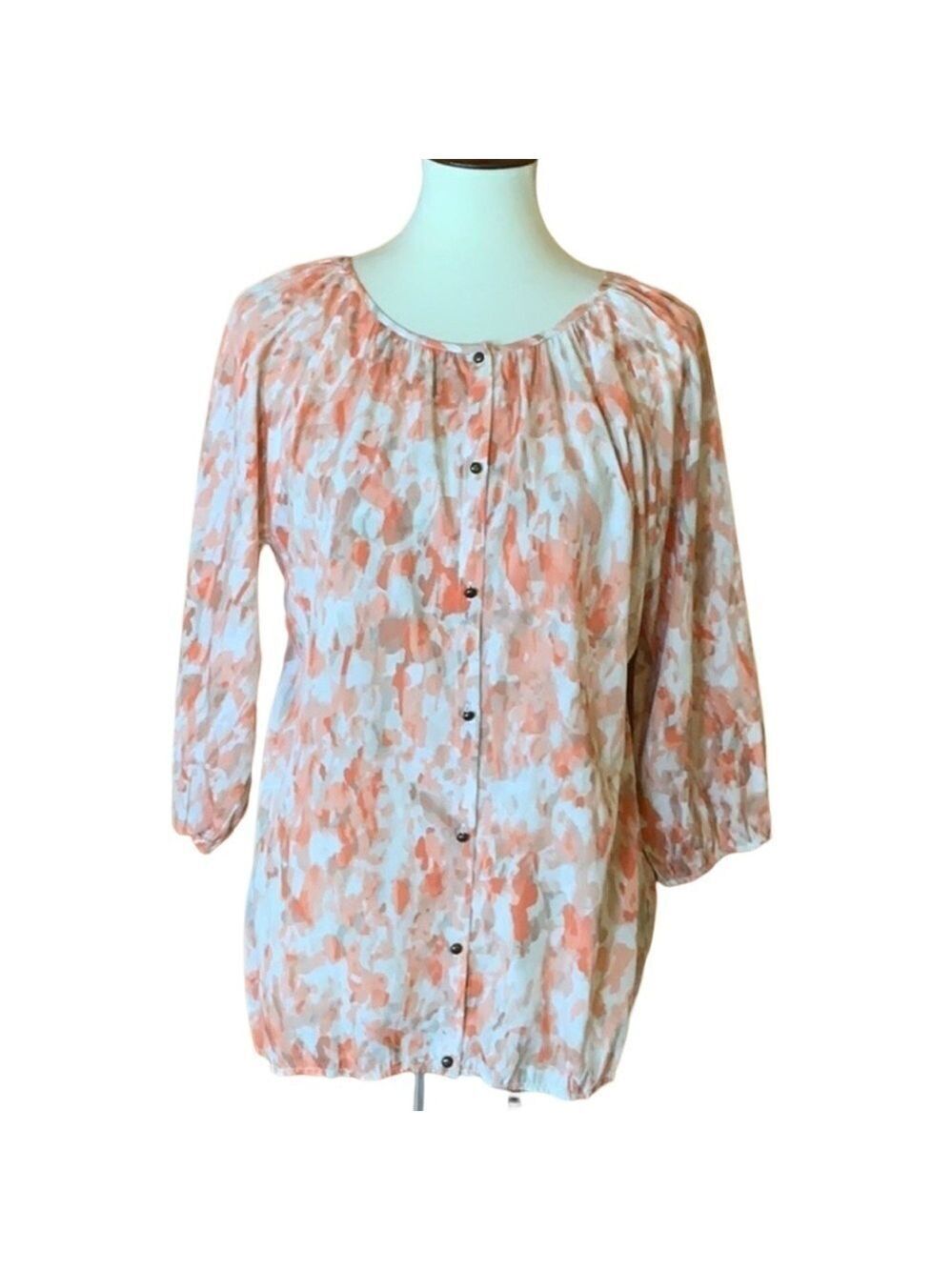 Chico’s abstract print button front blouse Size Small